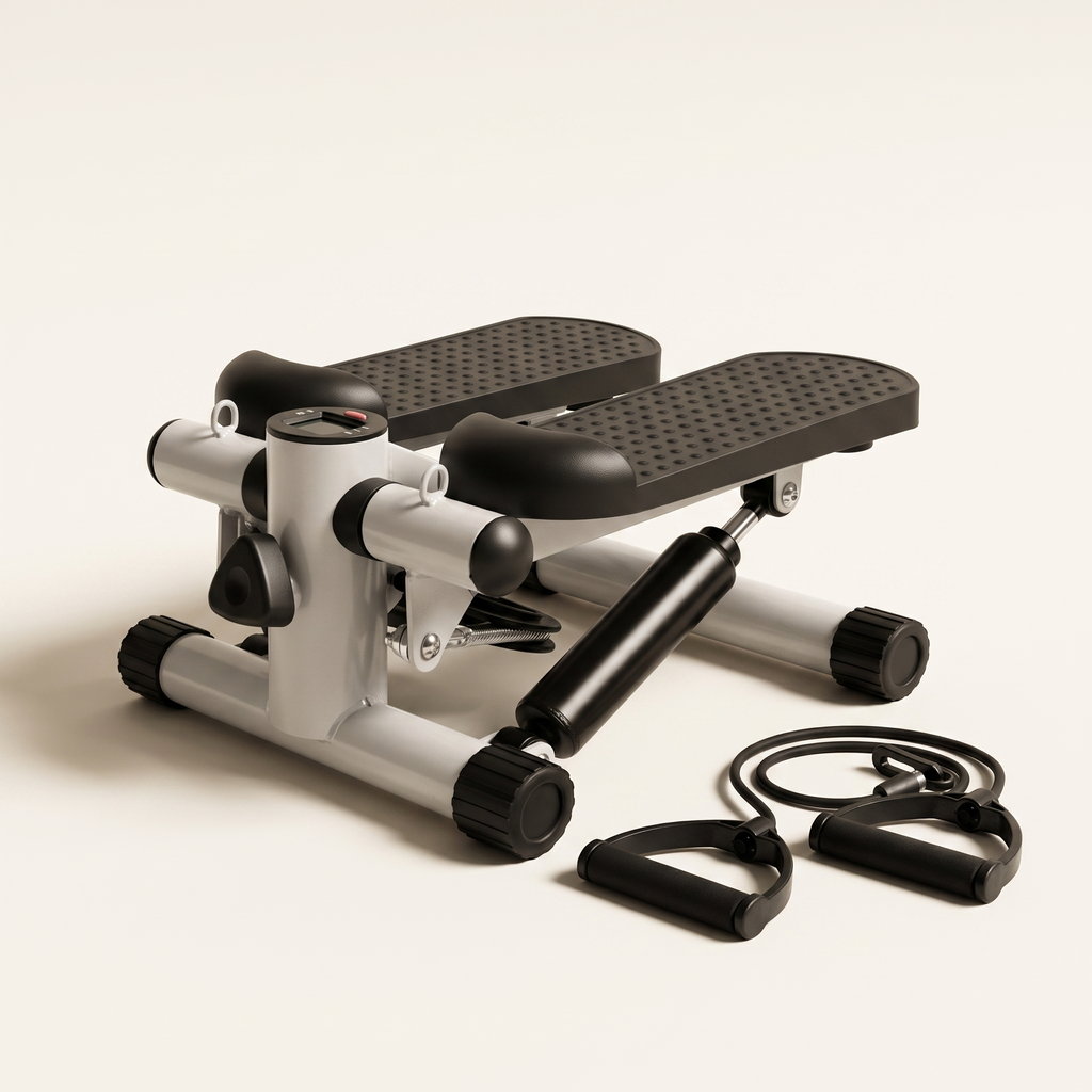 Compact Fitness Stepper with Resistance Bands