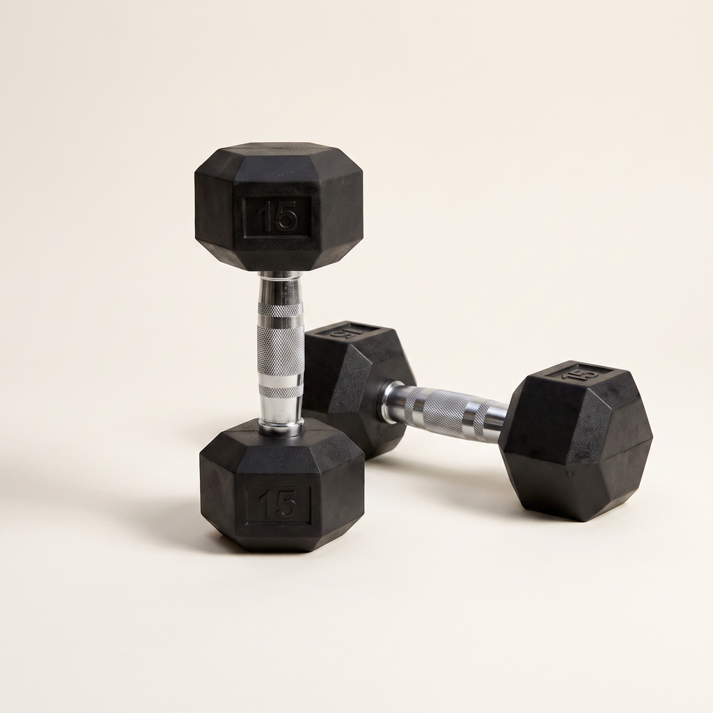 15 lb Rubber Hex Dumbbell Pair