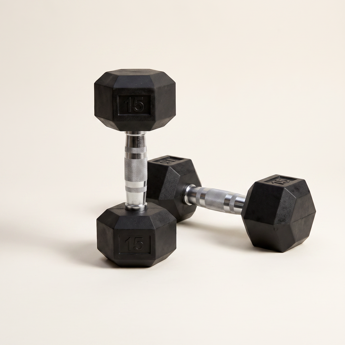 15 lb Rubber Hex Dumbbell Pair