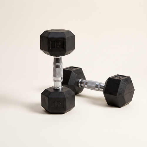 15 lb Rubber Hex Dumbbell Pair