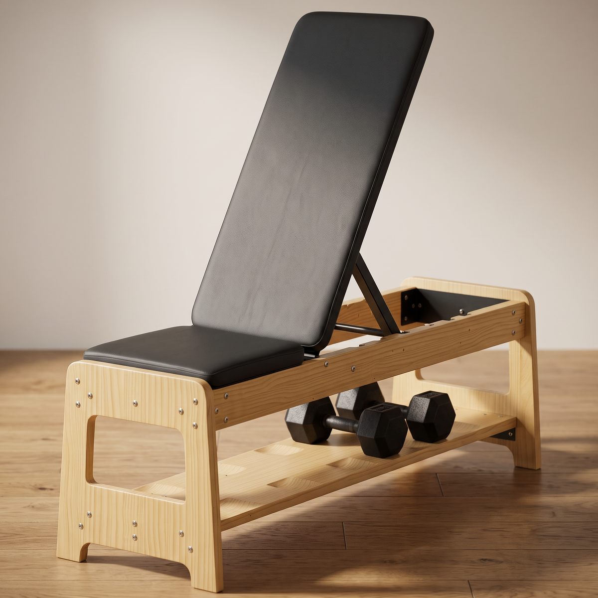 Adjustable Weight Bench with Built-In Dumbbell Storage Rack