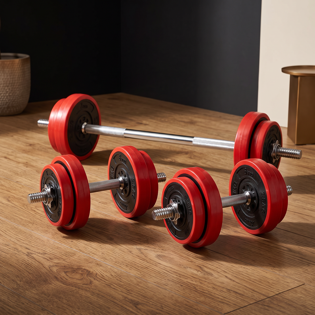 44 lb Adjustable Dumbbell & Barbell Set