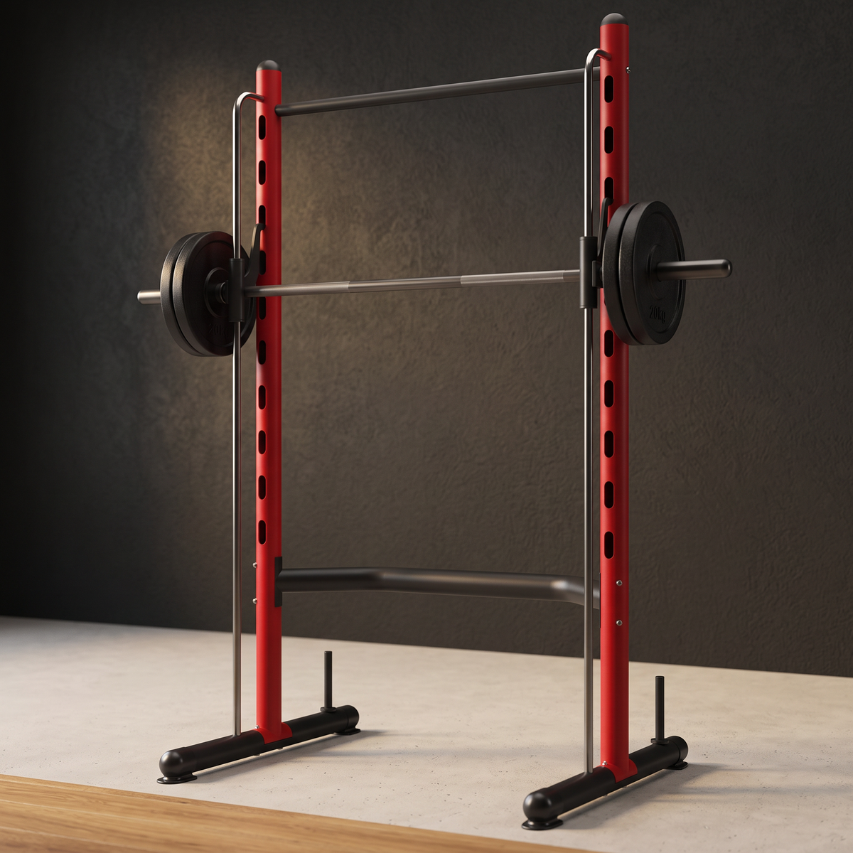 Adjustable Half Rack with Pull-Up Bar & Barbell Supports