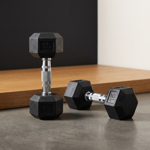 15 lb Rubber Hex Dumbbell Pair