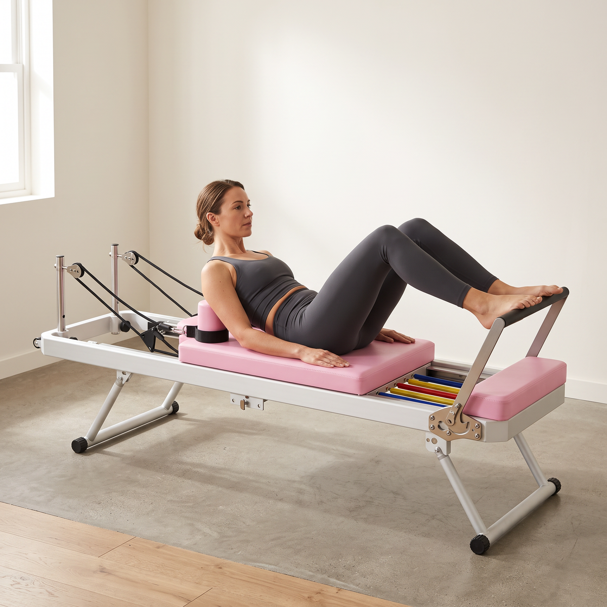 Foldable Pilates Reformer Machine for Home Gym