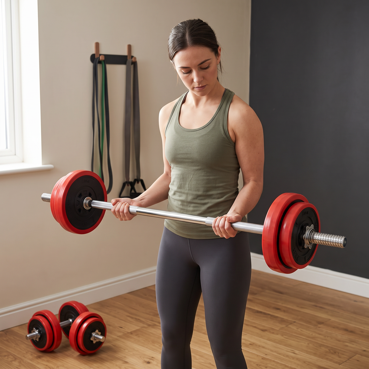 44 lb Adjustable Dumbbell & Barbell Set