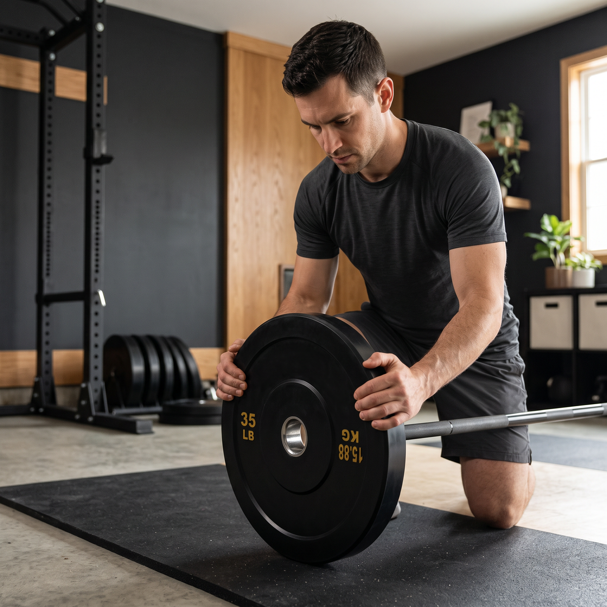 35 lb Olympic Rubber Weight Plate Set