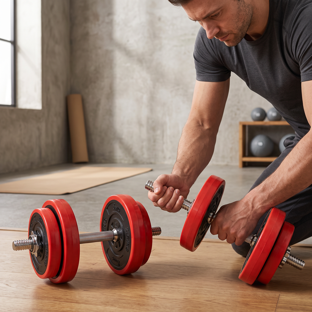 44 lb Adjustable Dumbbell & Barbell Set