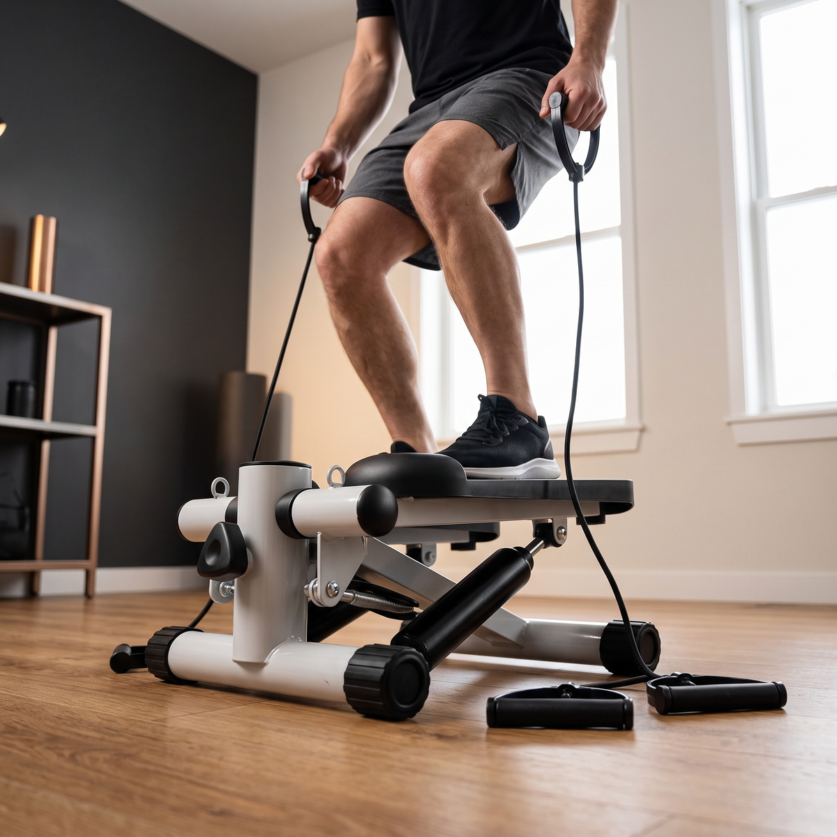 Compact Fitness Stepper with Resistance Bands