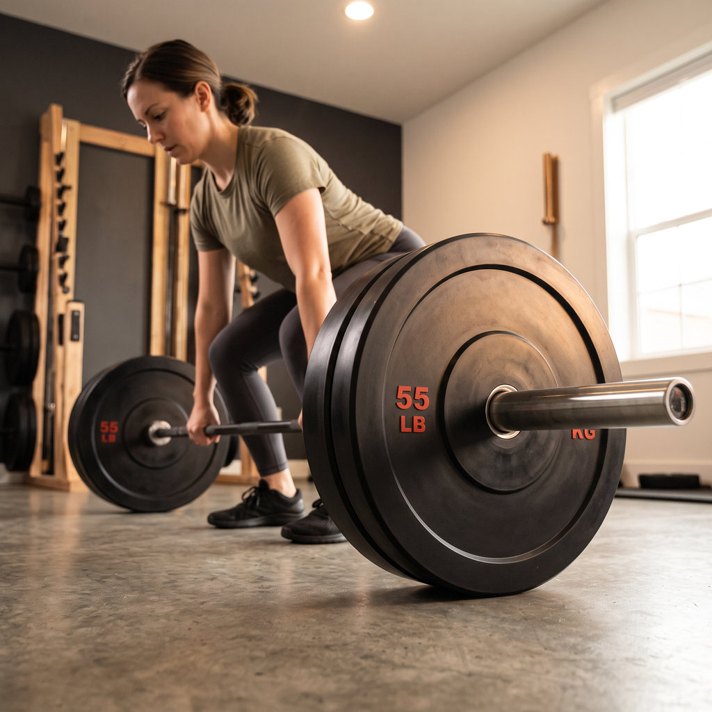 55 lb Olympic Rubber Bumper Weight Plate Set