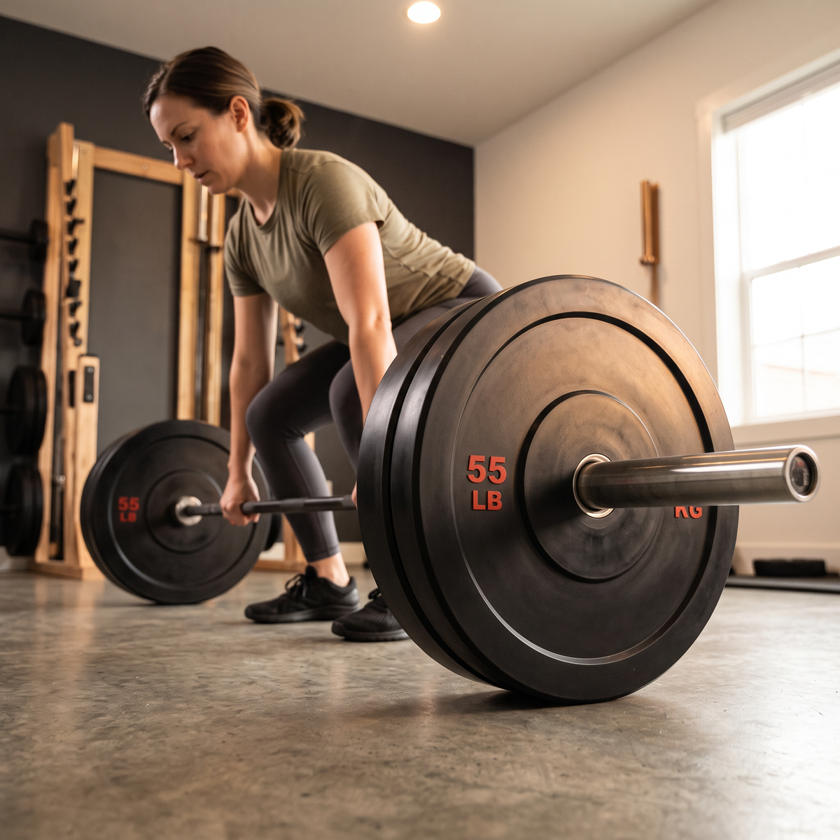 55 lb Olympic Rubber Bumper Weight Plate Set