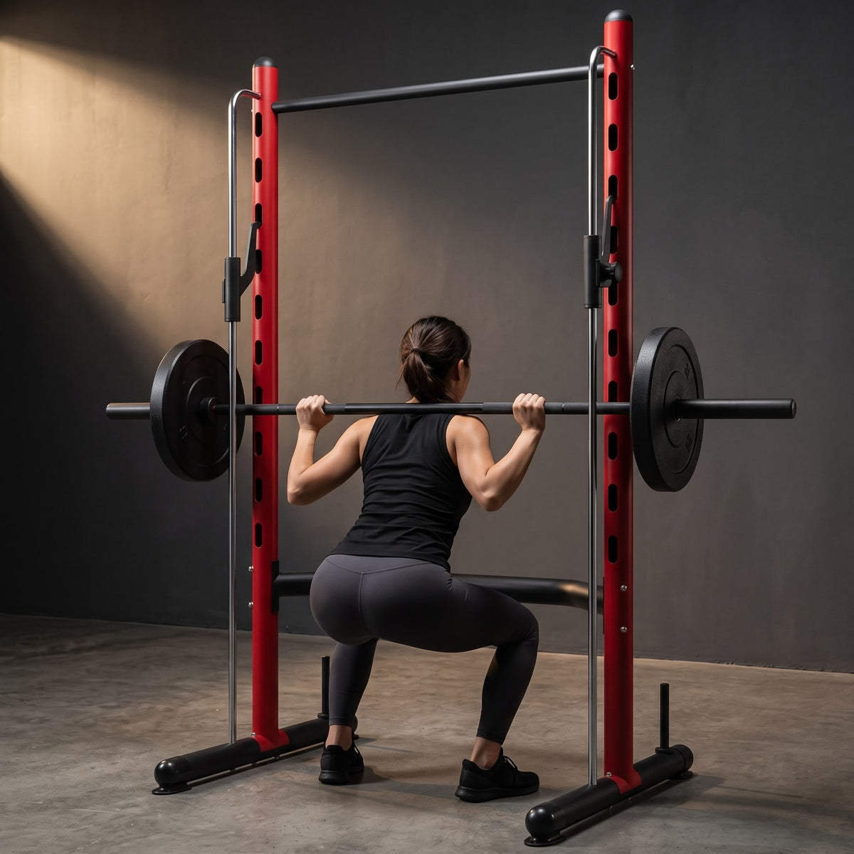 Adjustable Half Rack with Pull-Up Bar & Barbell Supports