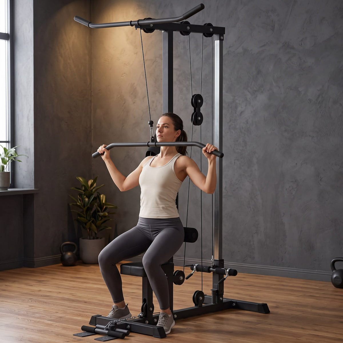 Lat Pulldown & Low Row Cable Machine for Home Gym